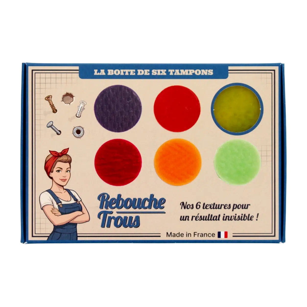 Coffret de 6 tampons de texture murale Rebouche Trous