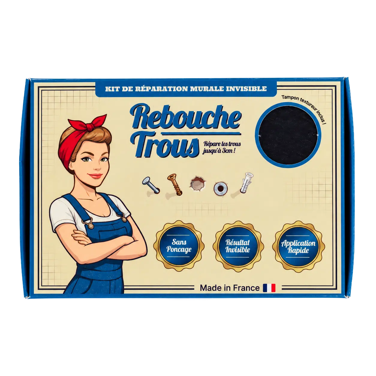 Kit de Réparation Murale – Toile de Verre Carrée Rebouche Trous