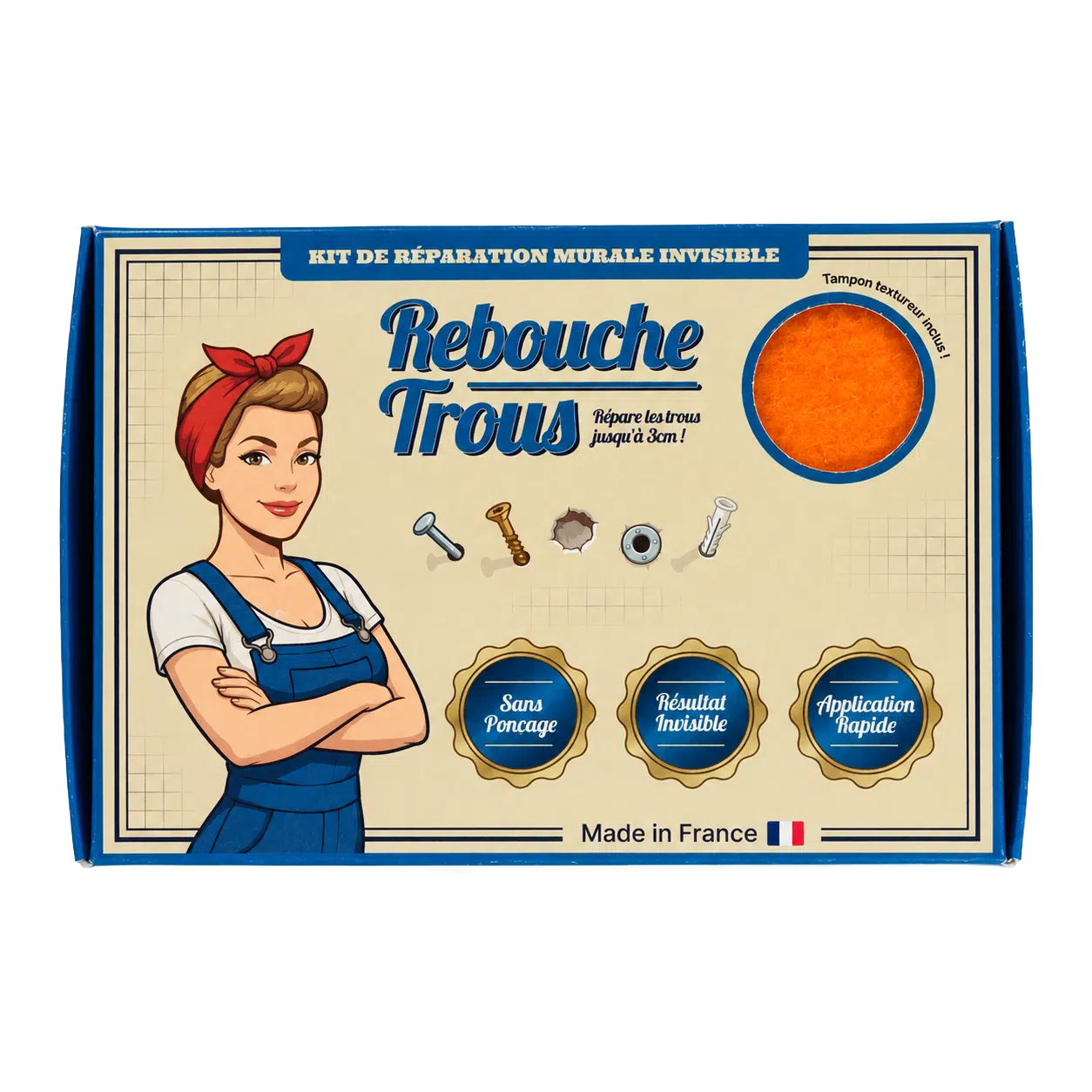 Kit de Réparation Murale – Toile de Verre Chevrons Rebouche Trous